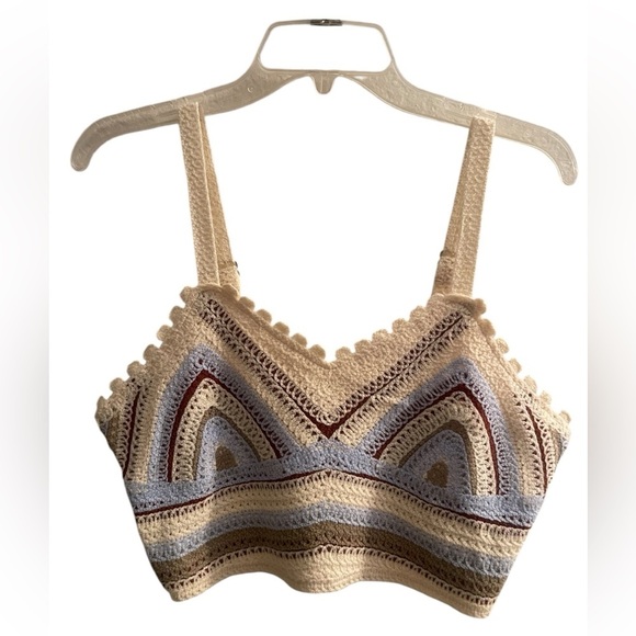 Rebellion Boho knitted Crochet Bralette top coastal cowgirl vibes size Medium - Picture 8 of 8
